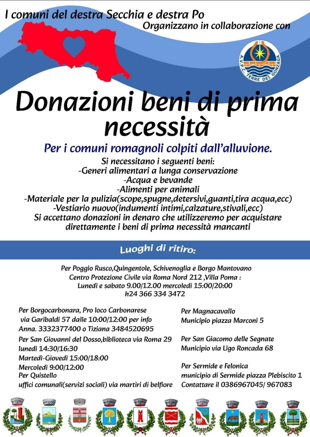 Donazione beni pro Romagna